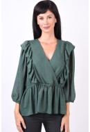 Women Blouse Only Carmakoma Carlondon 3/4 Ruffle Ponderosa Pine